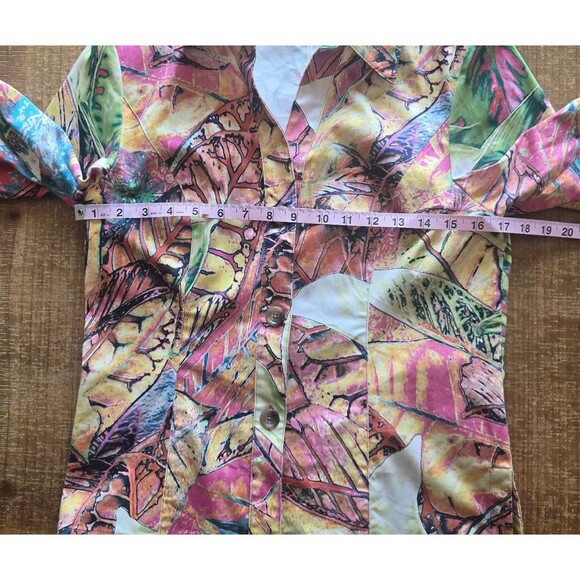 Yansi Fugel floral long sleeve button-up lightweight jacket Women's size medium - Picture 7 of 10